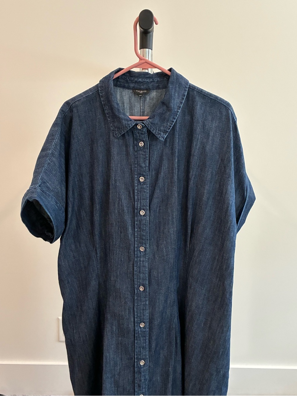 Talbots Plus 18W Denim Chambray Button Front Shirt Dress